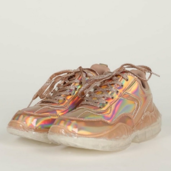 LAST PAIR! Rose Gold Holographic Sneakers - Picture 2 of 5
